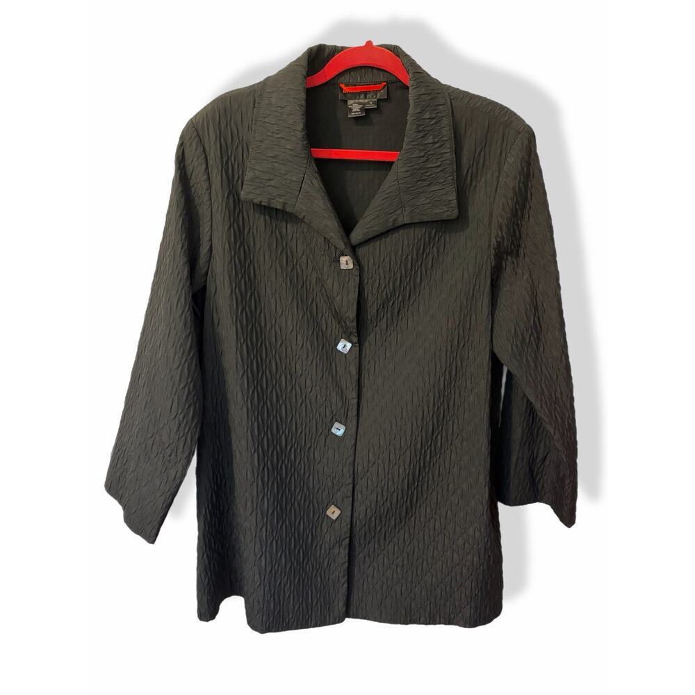 Nina McLemore black jacket quilted diamond ripple wave effect size 12